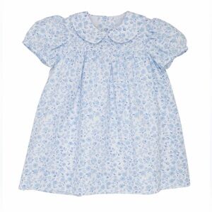 The Beaufort Bonnet Company Adaire Cotton Blend Lined Dress Blue Floral Girls(8)